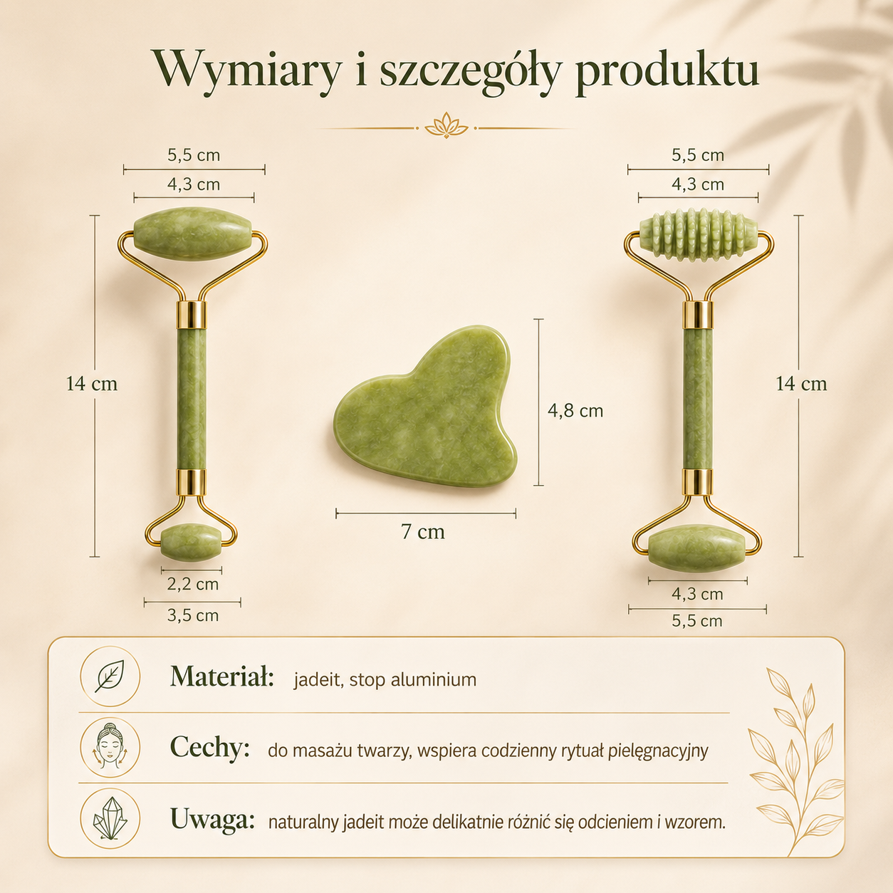 Jadeitowy Roller i Gua Sha do Masażu Twarzy