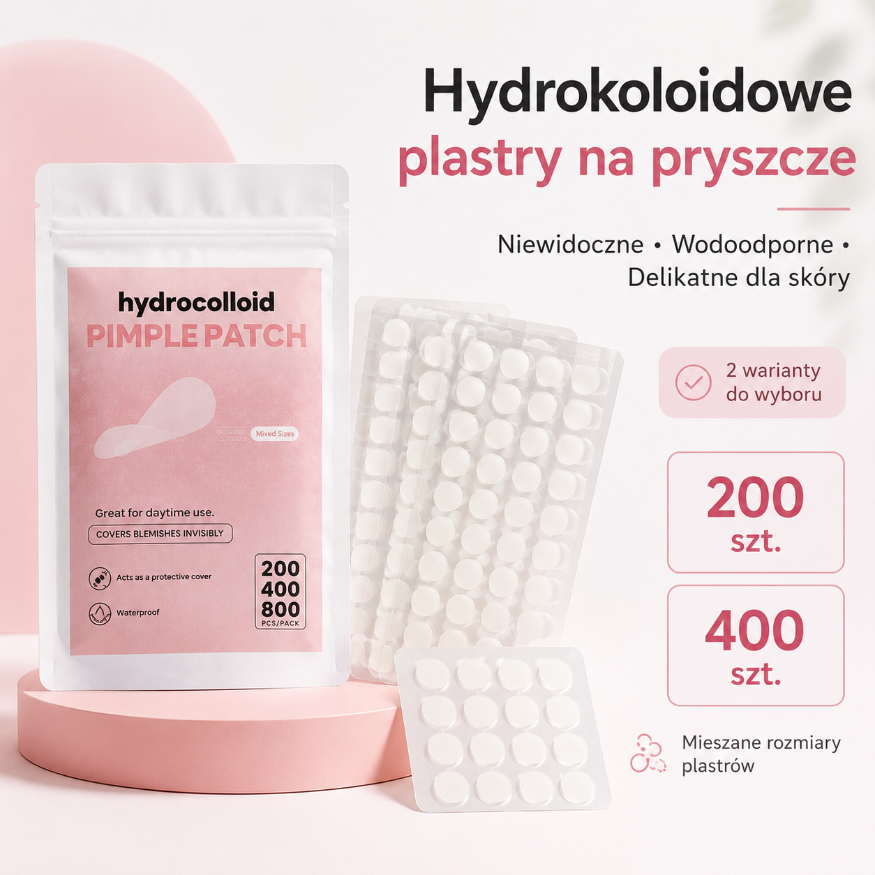 Niewidoczne Plastry na Pryszcze Hydrocolloid – 200 / 400 szt.
