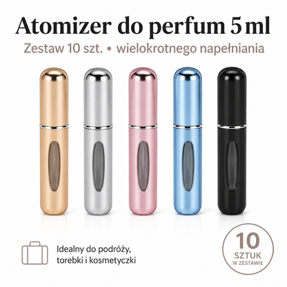 Zestaw 10 Mini Atomizerów do Perfum 5 ml – Podróżne Flakoniki