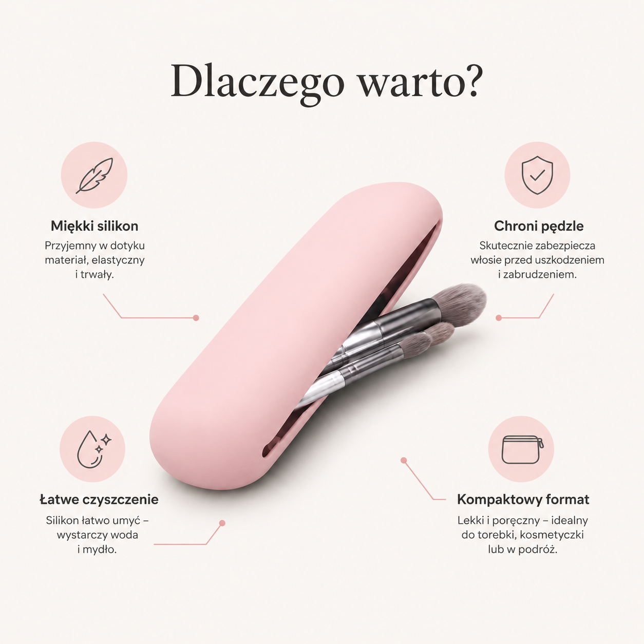 Silikonowe Etui na Pędzle do Makijażu – Organizer Podróżny