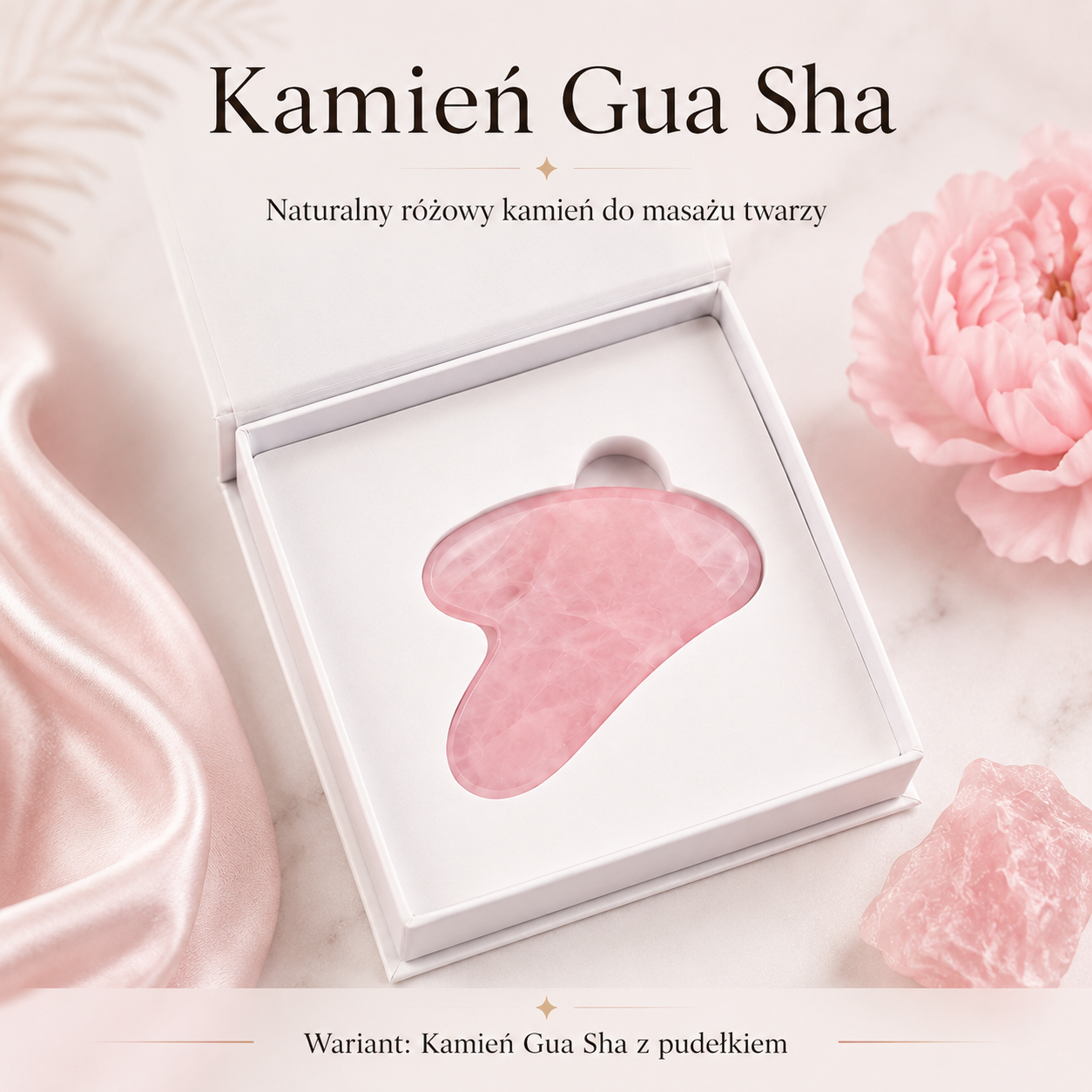 Zestaw Gua Sha i Roller do Masażu Twarzy – Różowy z Pudełkiem