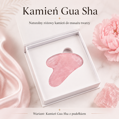Zestaw Gua Sha i Roller do Masażu Twarzy – Różowy z Pudełkiem