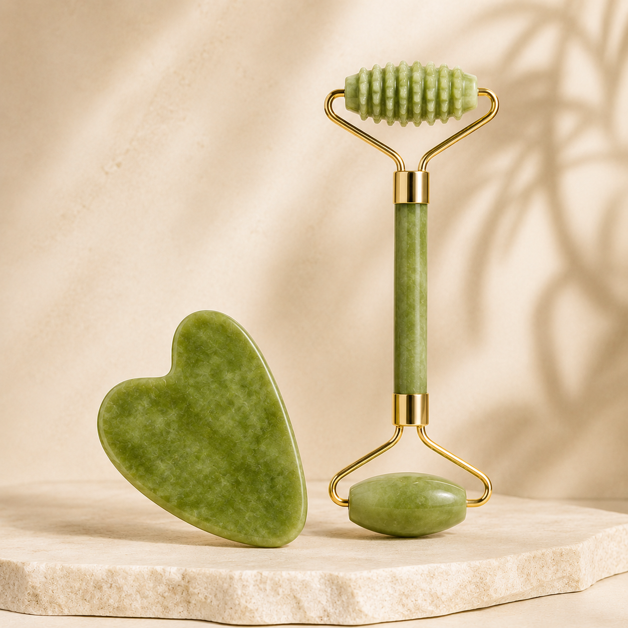 Jadeitowy Roller i Gua Sha do Masażu Twarzy