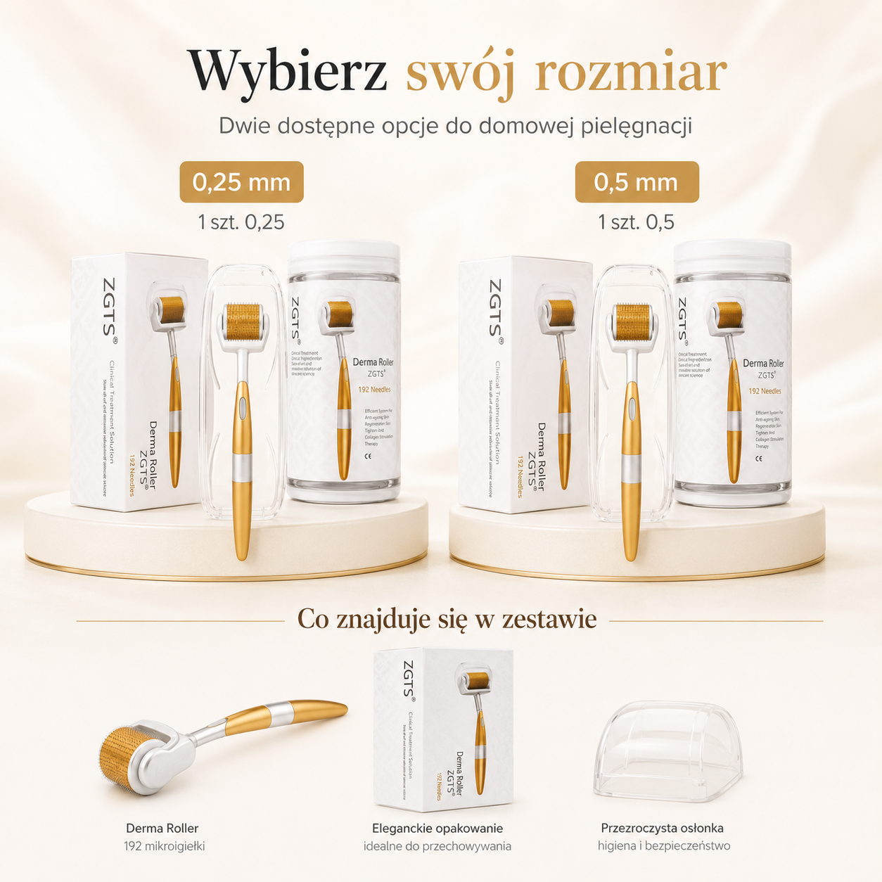 Hydra Derma Roller 192 igły – 0,25 mm / 0,5 mm