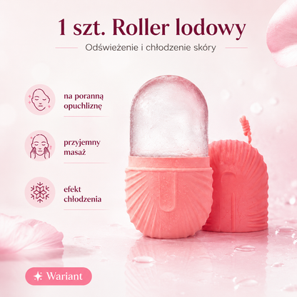 Zestaw Roller Lodowy + Gua Sha + Roller do Twarzy – Różowy 3w1