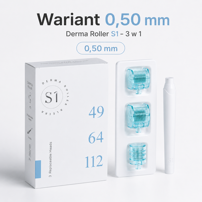 Zestaw Derma Roller S1 3w1 do Pielęgnacji Twarzy – 0,25 mm / 0,5 mm