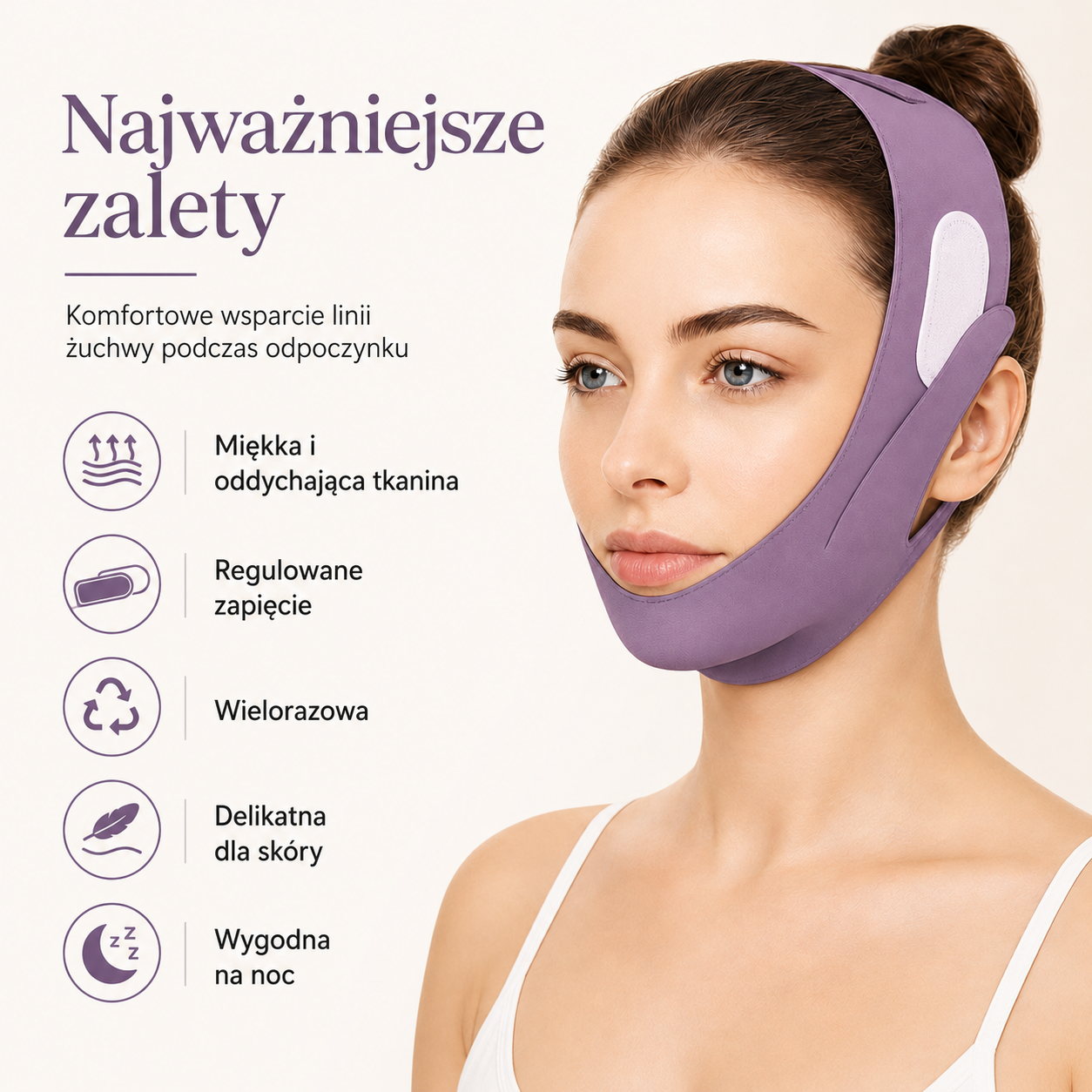 Opaska Liftingująca na Twarz i Podbródek – Fioletowa