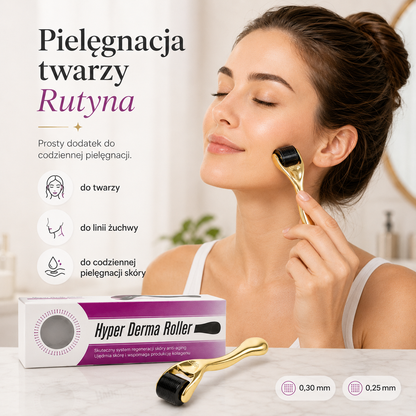 Złoty Derma Roller do Twarzy i Brody – 0,25 mm / 0,30 mm
