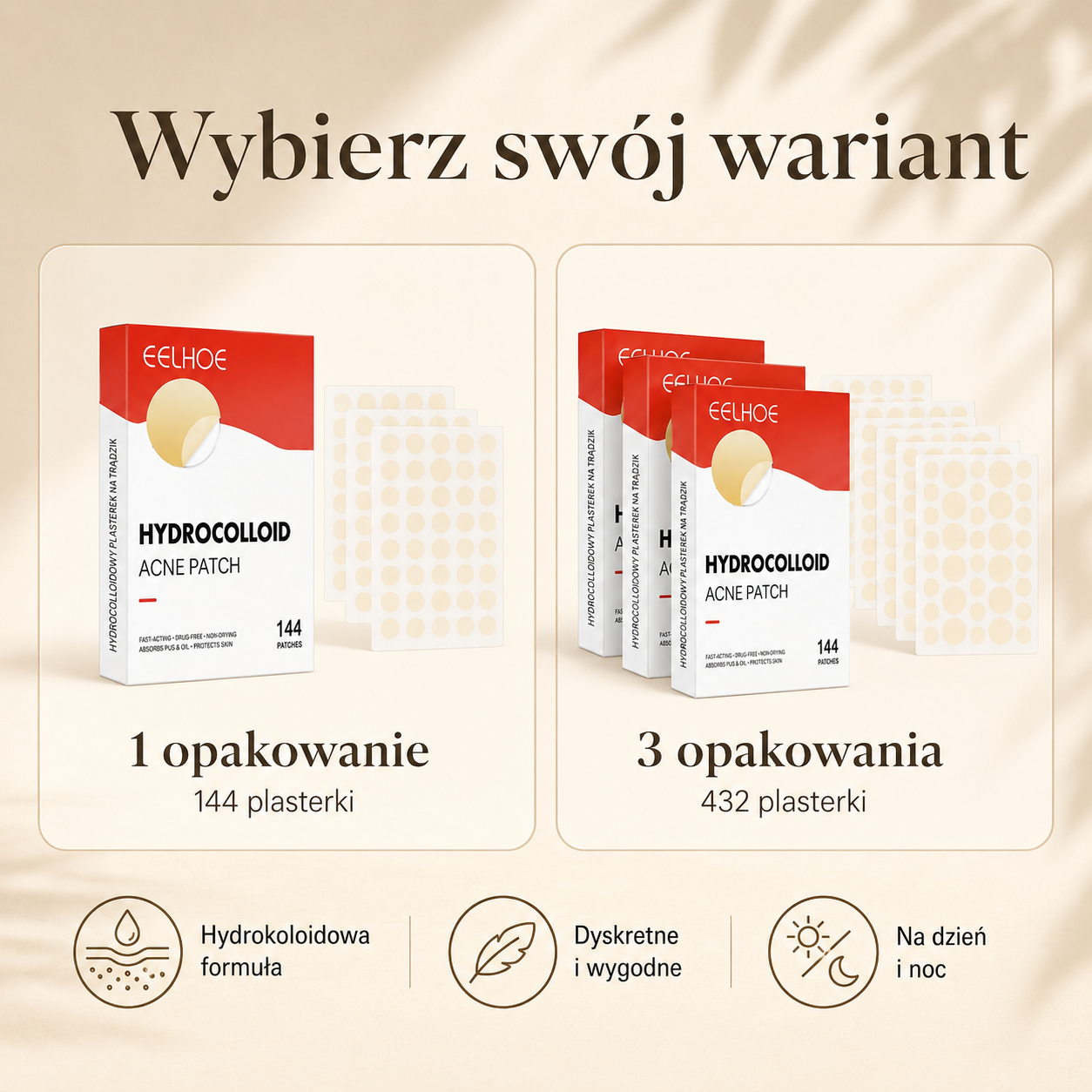 Plasterki hydrokoloidowe na niedoskonałości – 144 szt.