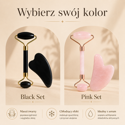 Zestaw do Masażu Twarzy Roller + Gua Sha