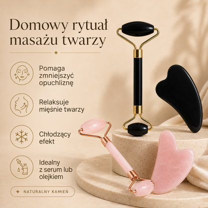 Zestaw do Masażu Twarzy Roller + Gua Sha