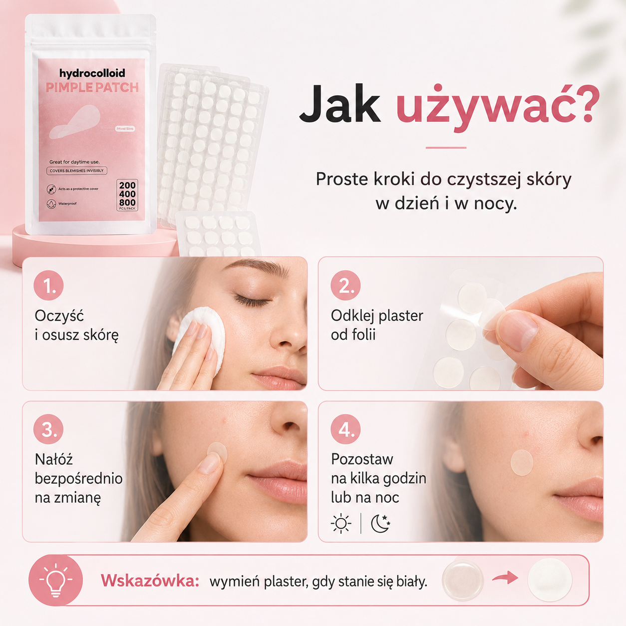 Niewidoczne Plastry na Pryszcze Hydrocolloid – 200 / 400 szt.