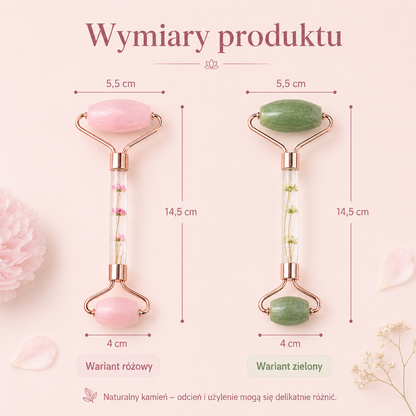 Jadeitowy Roller do Masażu Twarzy – Różowy / Zielony