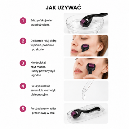 Derma Roller 540 z Etui – 0,25 mm / 0,5 mm do Pielęgnacji Twarzy i Brody