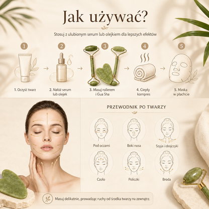 Jadeitowy Roller i Gua Sha do Masażu Twarzy