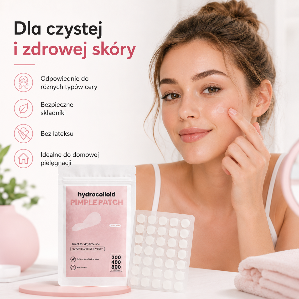 Niewidoczne Plastry na Pryszcze Hydrocolloid – 200 / 400 szt.